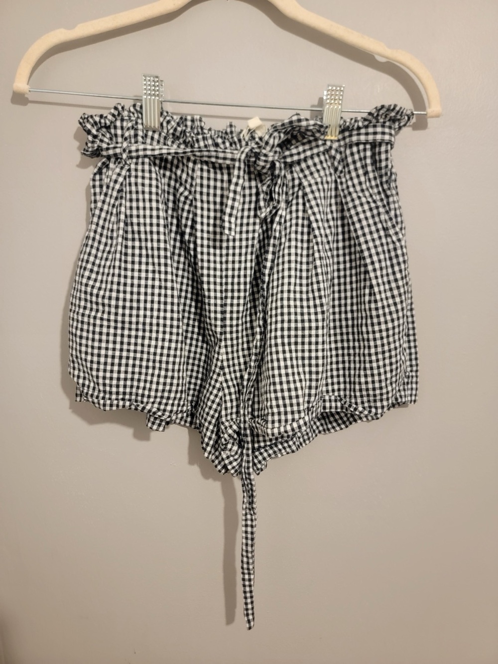 For Love and Lemons Gingham Paperbag Waist Women's Shorts Sz L